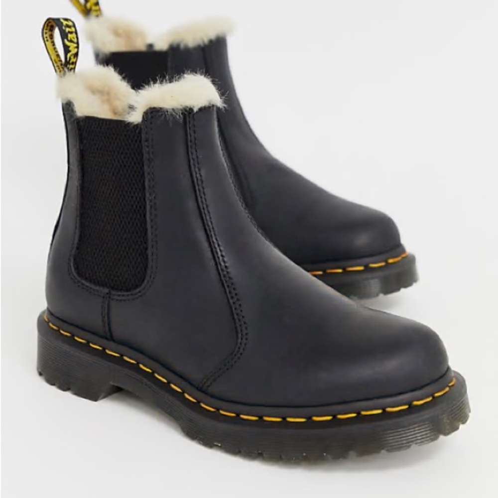 Dr. Martens Black Ankle Boots with Cream Lining